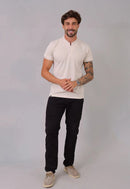 Camiseta com Zíper Bege