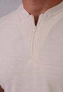 Camiseta com Zíper Bege